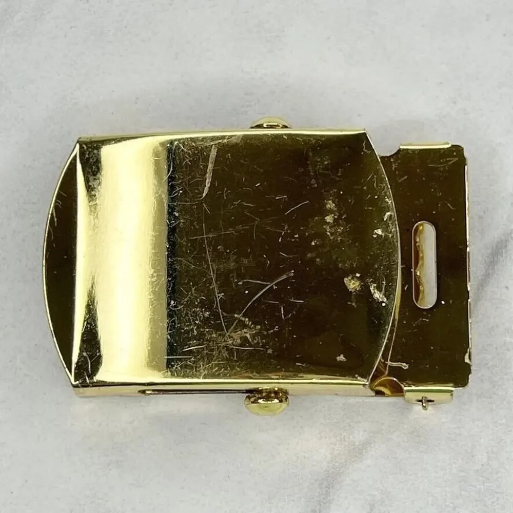 Vintage Gold Tone Web Clamp On Simple Basic Belt Buckle